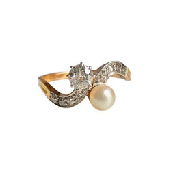 Bague Belle Epoque Toi & Moi en or jaune 18k et platine - Castafiore