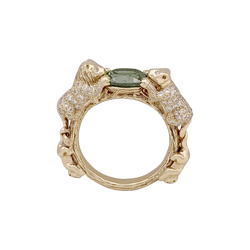 Bague BIBI VAN DER VELDEN "Family Crest Lion" en or jaune, saphir et diamants - Castafiore