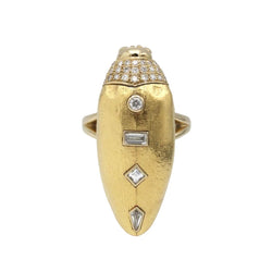 Bague BIBI VAN DER VELDEN "Scarabée" en or jaune, grenats et diamants - Castafiore