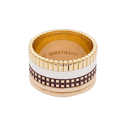 Bague Boucheron "Quatre Classique Large" en or jaune, blanc et rose - Castafiore