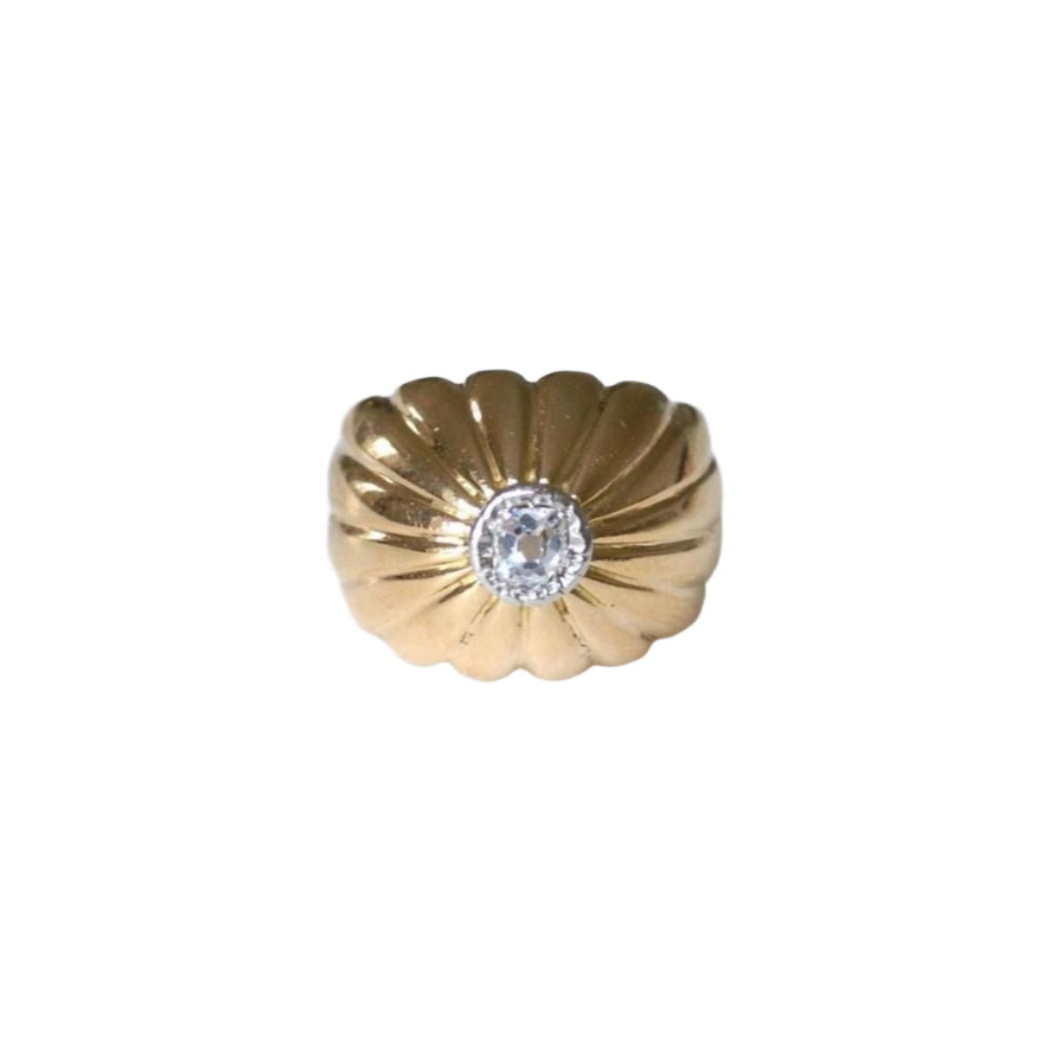 Bague Boule à Gaudrons en or rose, platine et diamants - Castafiore