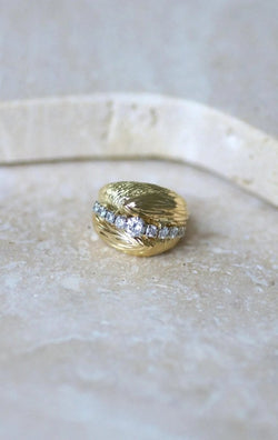 Bague Boule Diamants sur Or jaune années 60 - Castafiore