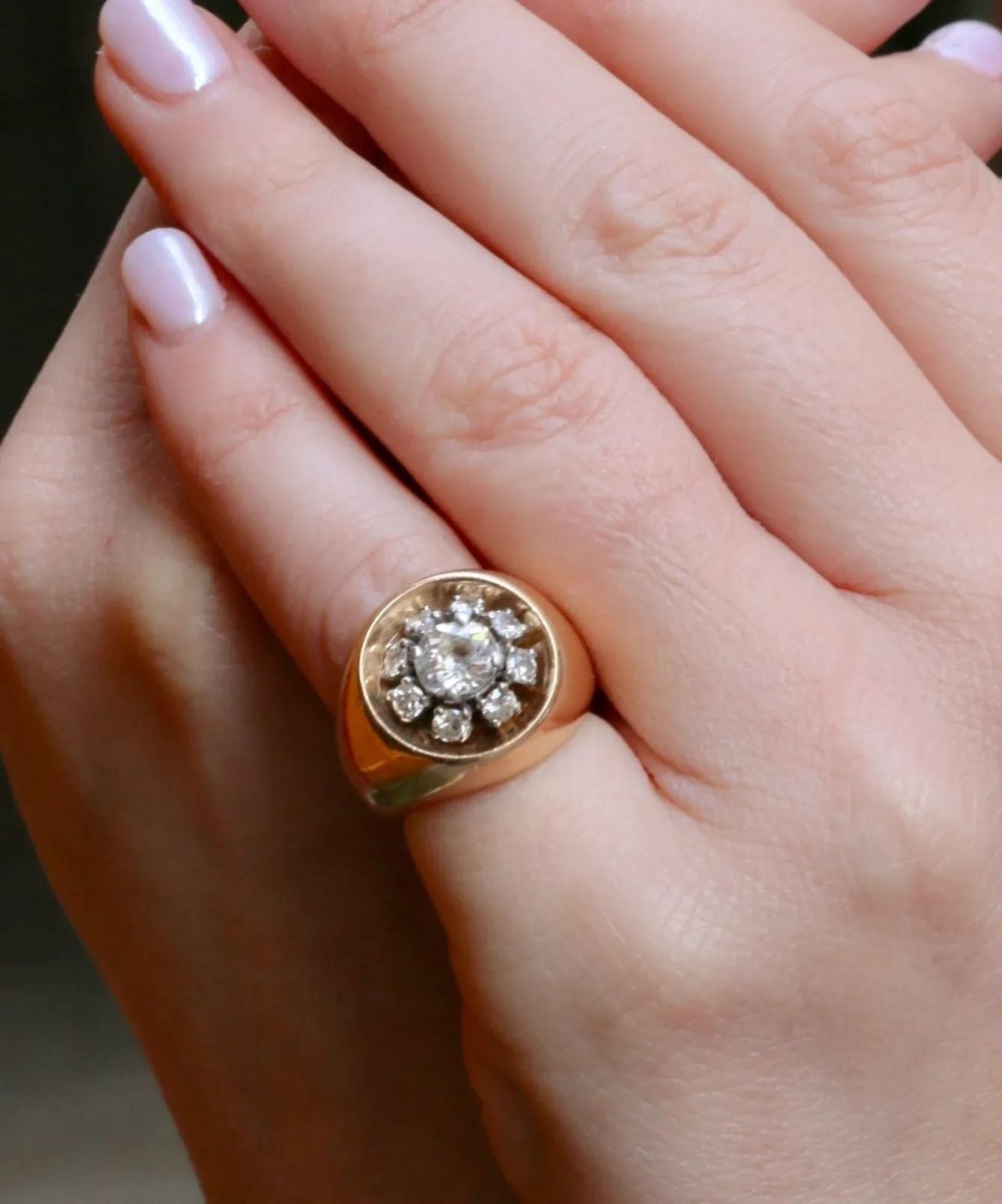Bague boule or diamants - Castafiore