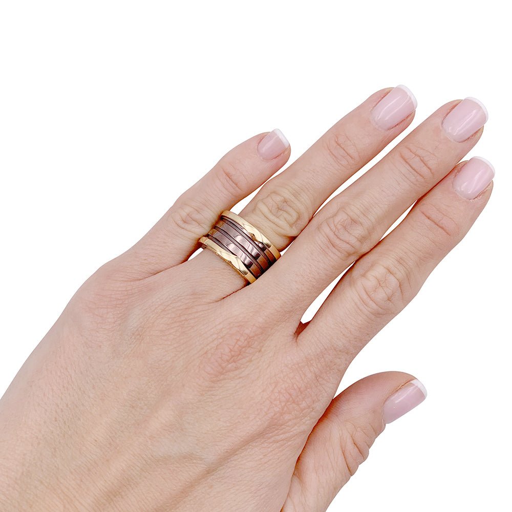 Bague Bulgari, "B.Zero1", or rose, cermet. - Castafiore