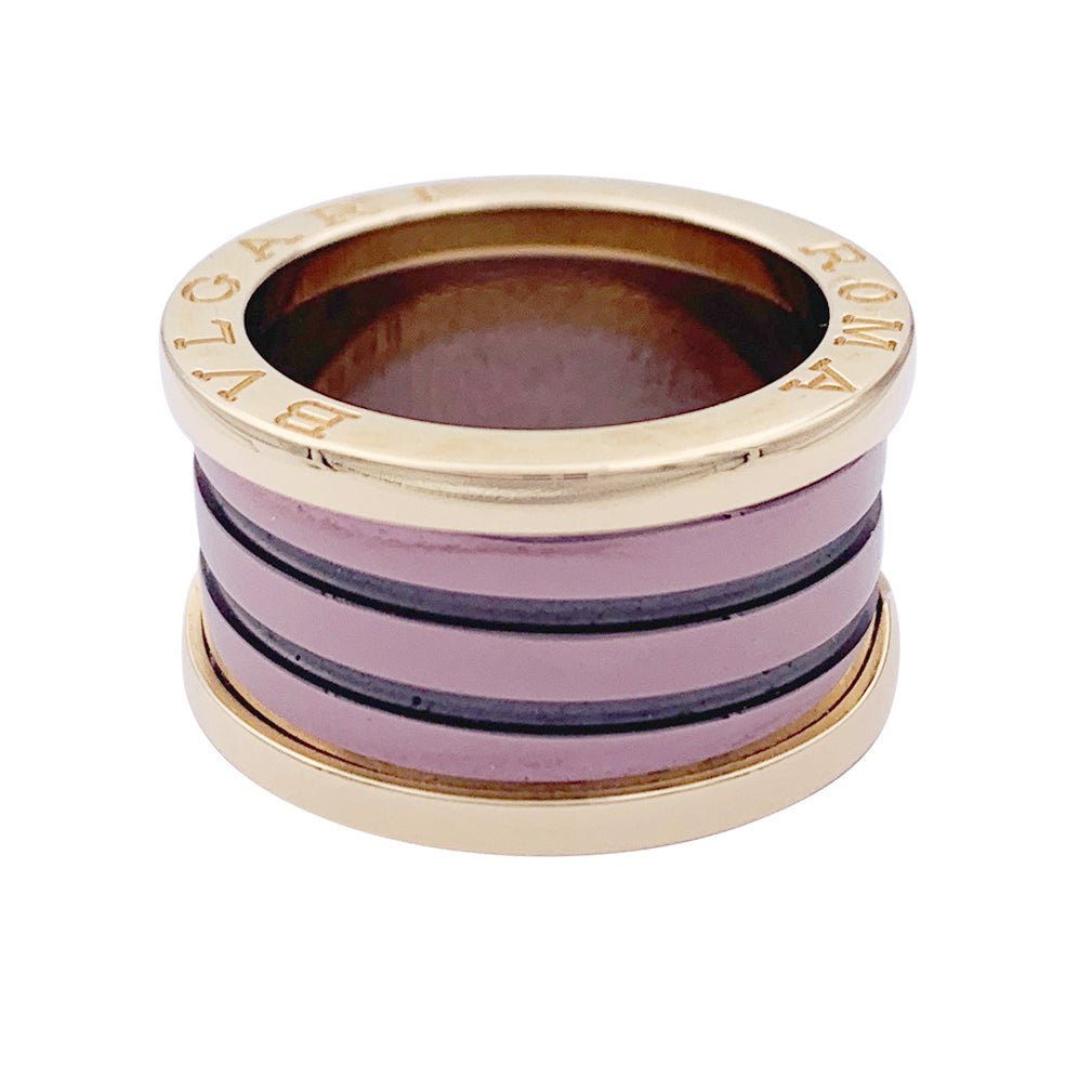 Bague Bulgari, "B.Zero1", or rose, cermet. - Castafiore