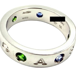 Bague BULGARI "Roman Sorbet" en or blanc, grenats, saphirs et diamant - Castafiore