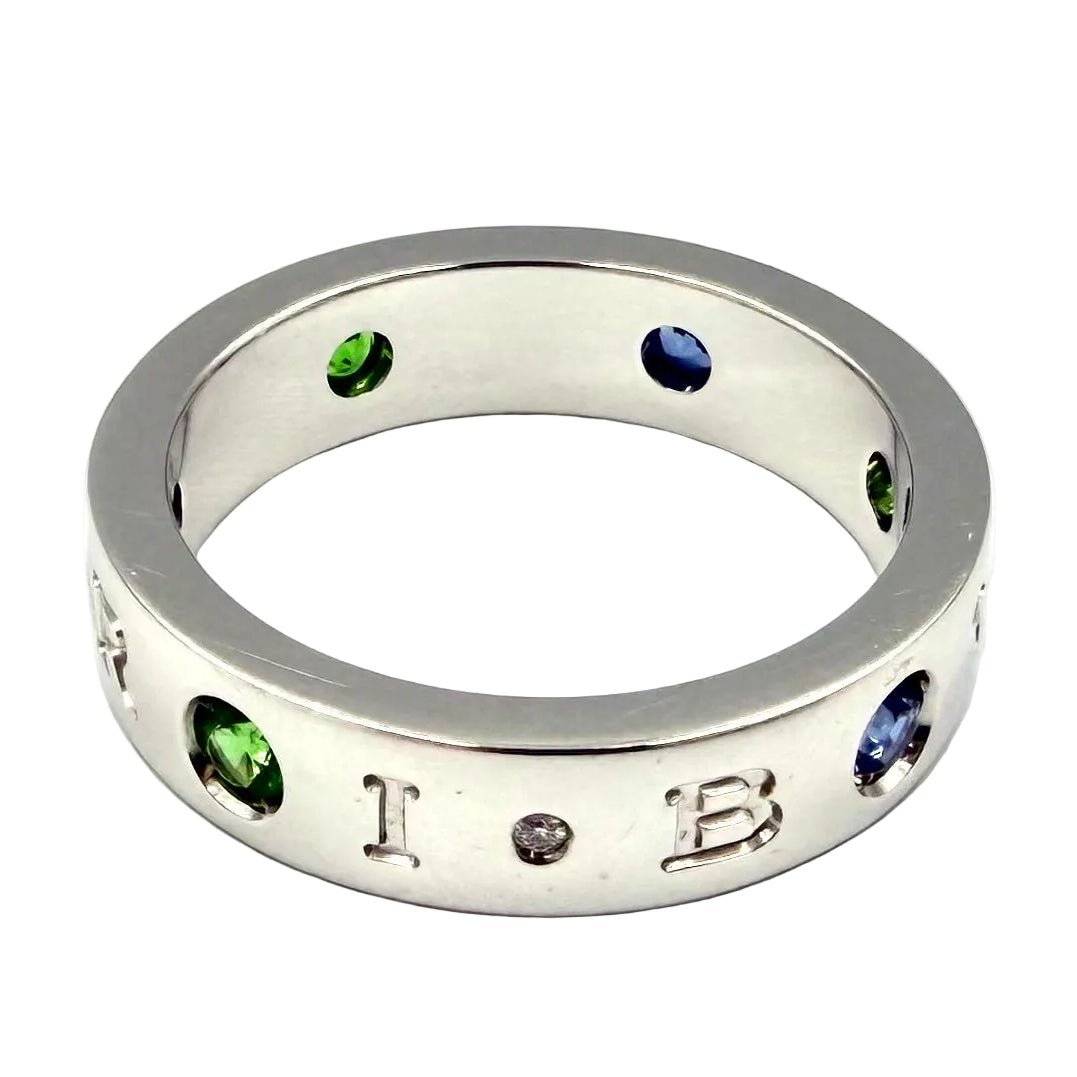 Bague BULGARI "Roman Sorbet" en or blanc, grenats, saphirs et diamant - Castafiore