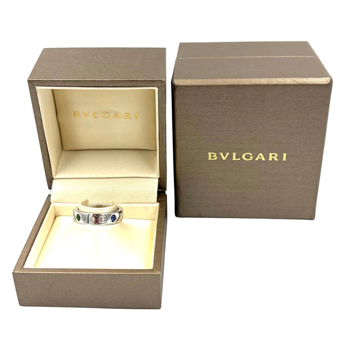 Bague BULGARI "Roman Sorbet" en or blanc, grenats, saphirs et diamant - Castafiore