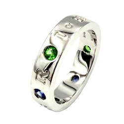 Bague BULGARI "Roman Sorbet" en or blanc, grenats, saphirs et diamant - Castafiore