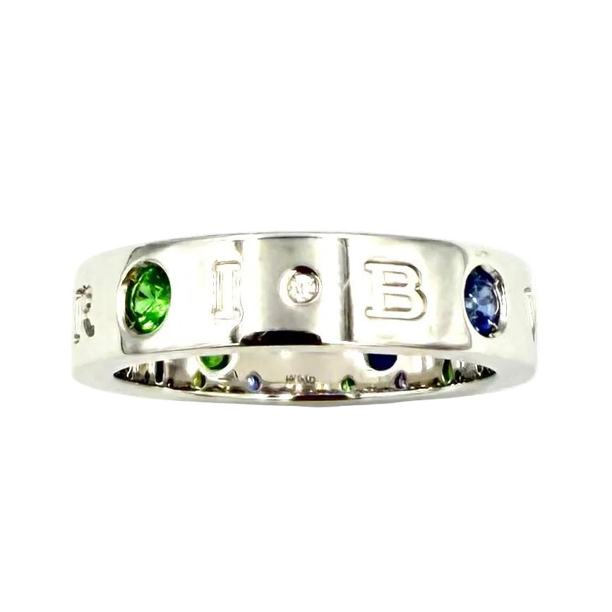 Bague BULGARI "Roman Sorbet" en or blanc, grenats, saphirs et diamant - Castafiore