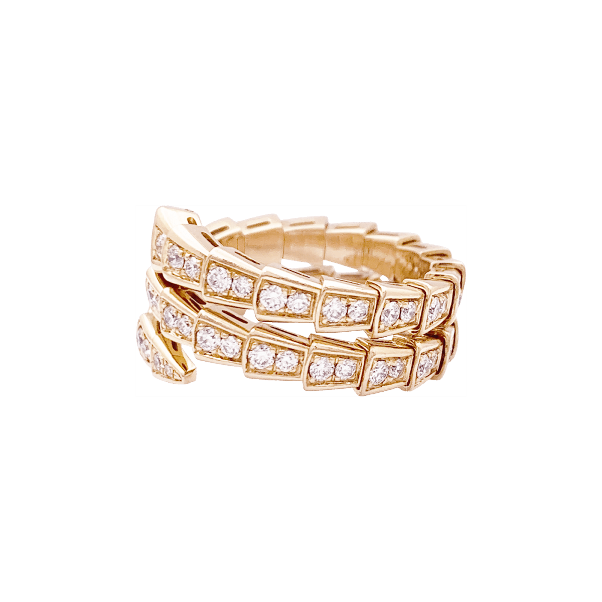 Bague BULGARI, "Serpenti Viper", or rose, diamants. - Castafiore