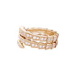 Bague BULGARI, "Serpenti Viper", or rose, diamants. - Castafiore