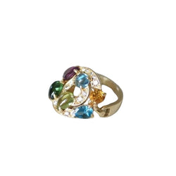 Bague Bvlgari Astrale or jaune, pierres fines et diamants - Castafiore