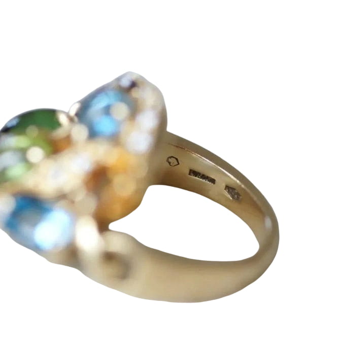 Bague Bvlgari Astrale or jaune, pierres fines et diamants - Castafiore