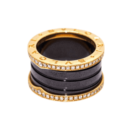 Bague BVLGARI "B.Zero1" en or rose, céramique et diamants - Castafiore