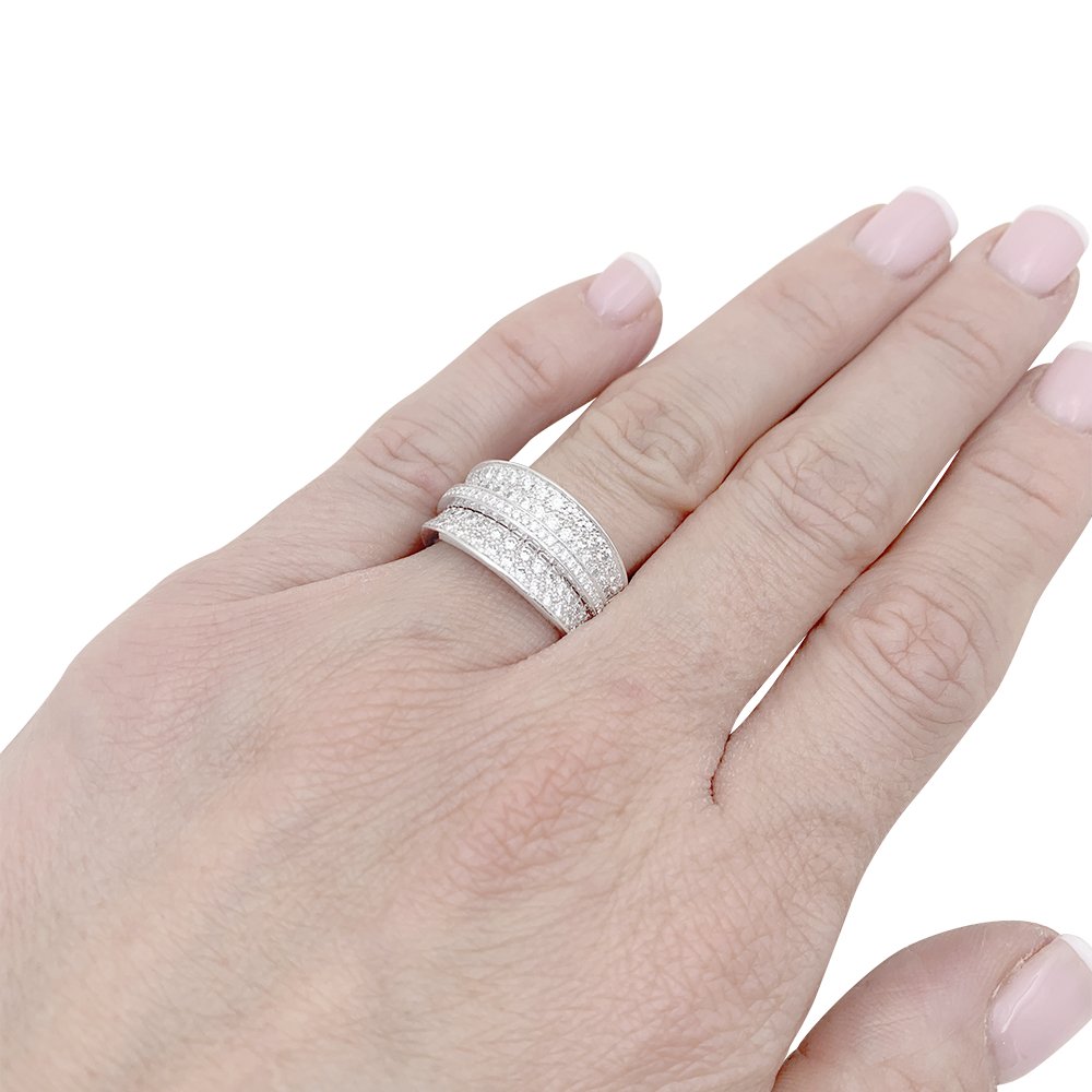 Bague CARTIER "Barrette" en or blanc et diamants - Castafiore