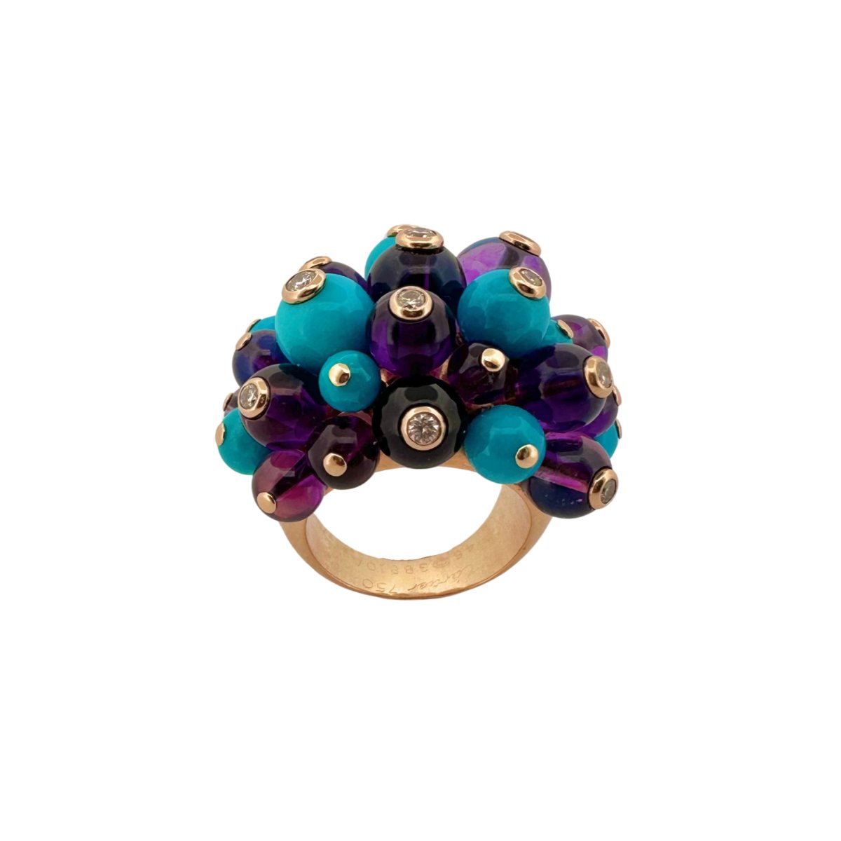 Bague CARTIER "Délices de Goa" en or jaune, turquoises, améthystes et diamants - Castafiore