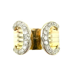 Bague CARTIER "Double C" en or blanc, or jaune, or rose et diamants - Castafiore