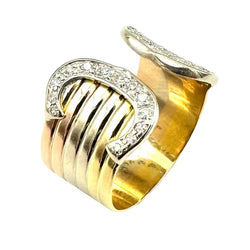Bague CARTIER "Double C" en or blanc, or jaune, or rose et diamants - Castafiore