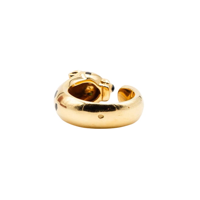 Bague CARTIER "Panthère de Cartier" MM en or jaune, grenats tsavorites, onyx et laque noire - Castafiore