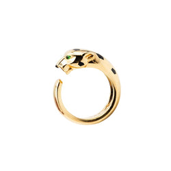 Bague CARTIER "Panthère de Cartier" MM en or jaune, grenats tsavorites, onyx et laque noire - Castafiore