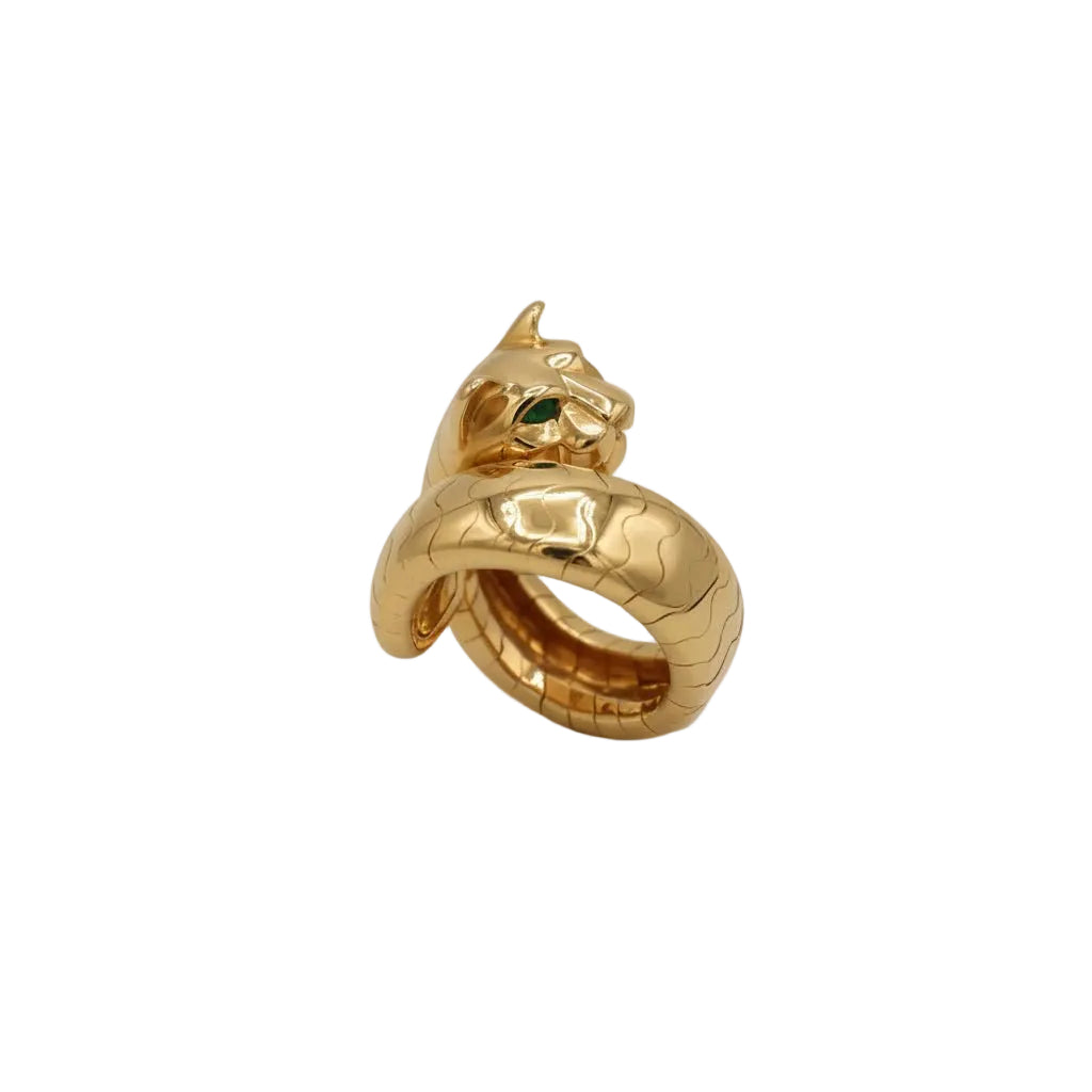 Bague CARTIER, Panthère La Carda en or jaune , tsavorite et onyx - Castafiore