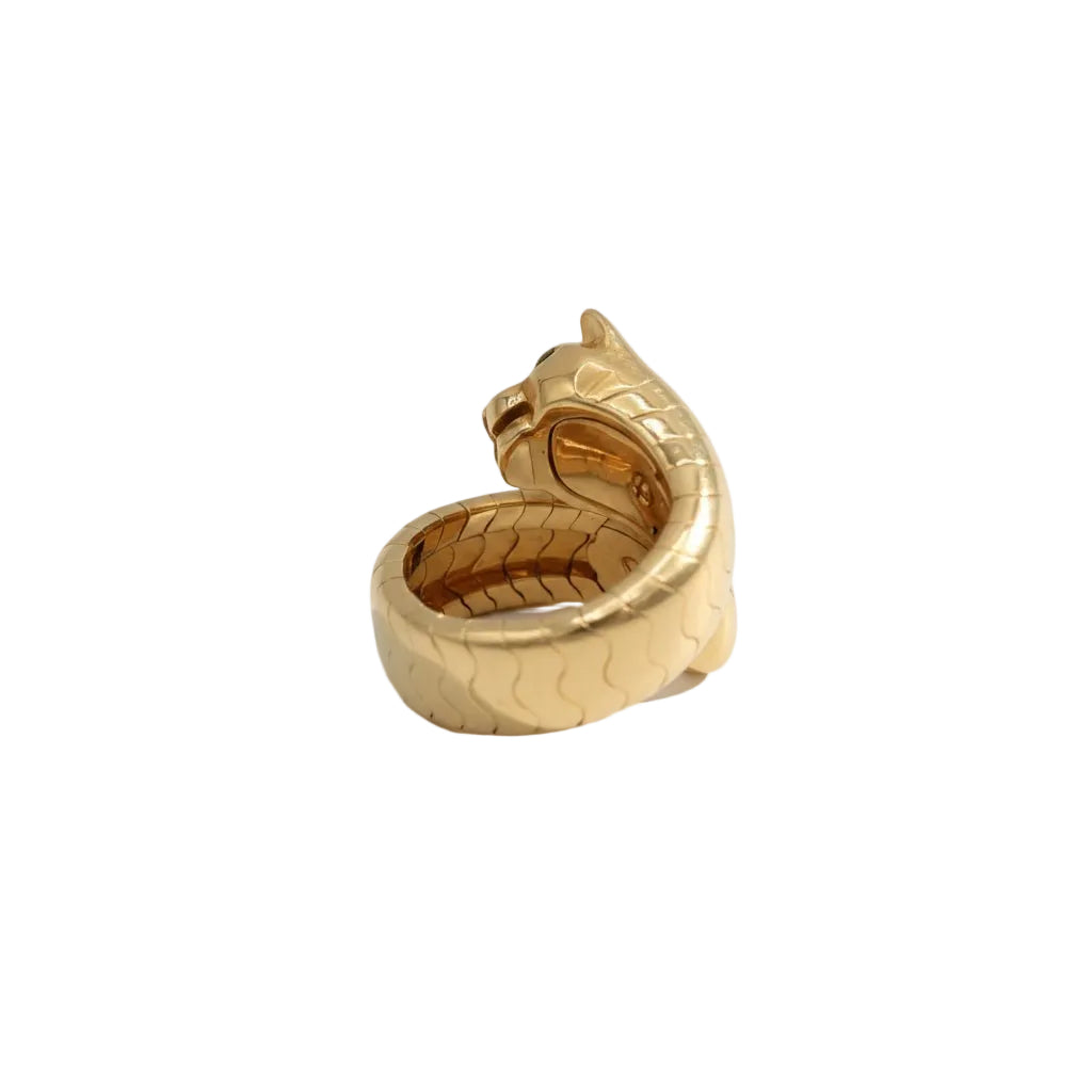 Bague CARTIER, Panthère La Carda en or jaune , tsavorite et onyx - Castafiore
