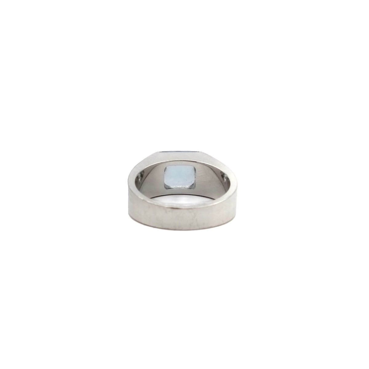 Bague CARTIER "Tank" en or blanc et aigue - marine - Castafiore