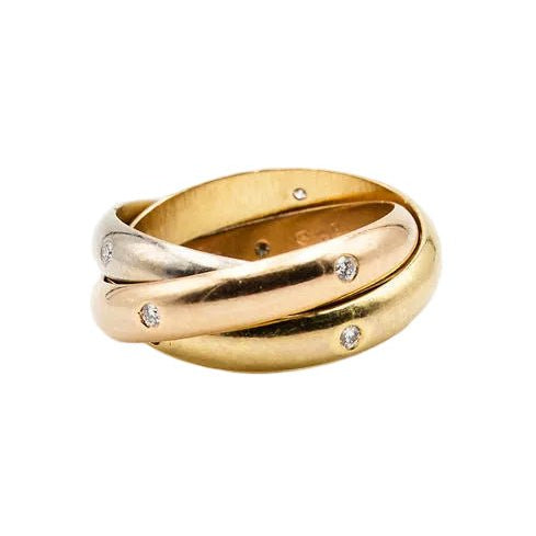 Bague Alliance CARTIER Trinity en or jaune, or blanc, or rose et diamants
