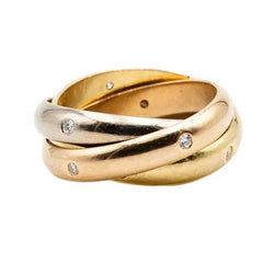 Bague Alliance CARTIER Trinity en or jaune, or blanc, or rose et diamants
