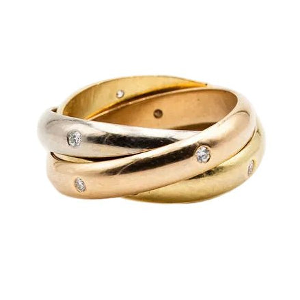 Bague Alliance CARTIER Trinity en or jaune, or blanc, or rose et diamants