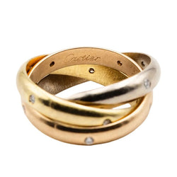 Bague Alliance CARTIER Trinity en or jaune, or blanc, or rose et diamants