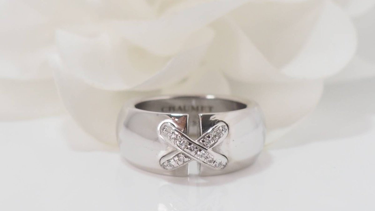 Bague Chaumet double Liens en or blanc et diamants - Castafiore