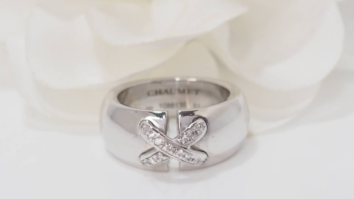 Bague Chaumet double Liens en or blanc et diamants - Castafiore