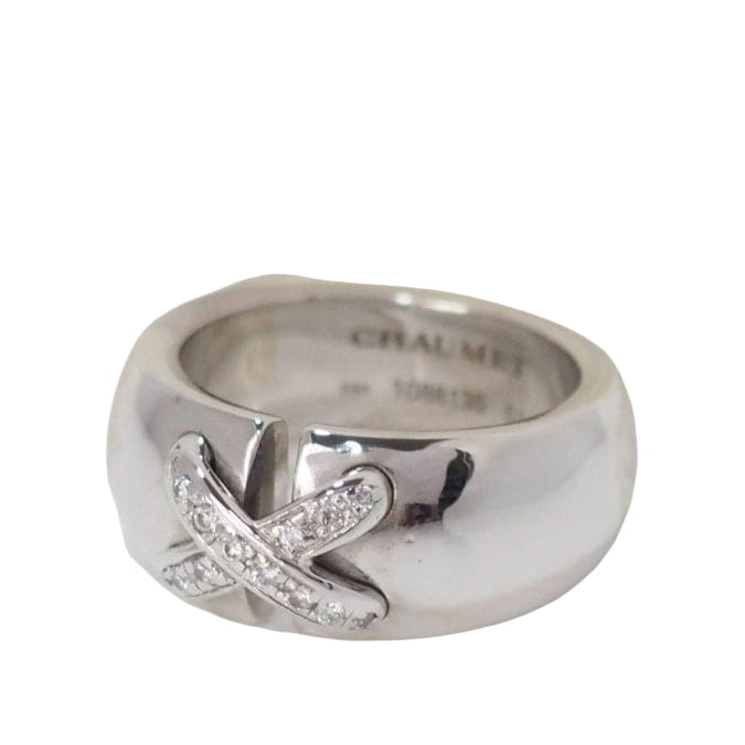 Bague Chaumet double Liens en or blanc et diamants - Castafiore