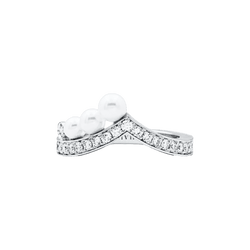 Bague CHAUMET "Joséphine Aigrette" en or blanc, perles et diamants - Castafiore