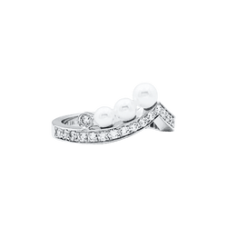 Bague CHAUMET "Joséphine Aigrette" en or blanc, perles et diamants - Castafiore