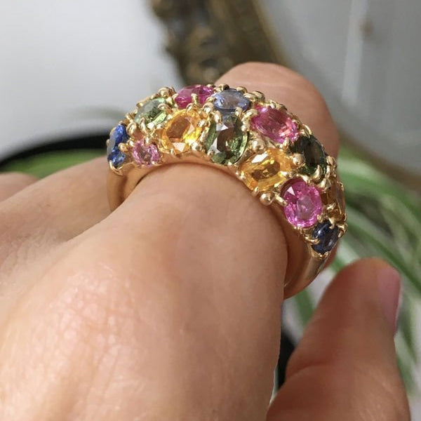 Bague CHAUMET Tutti - Frutti en or jaune 18K sertie de saphirs - Castafiore