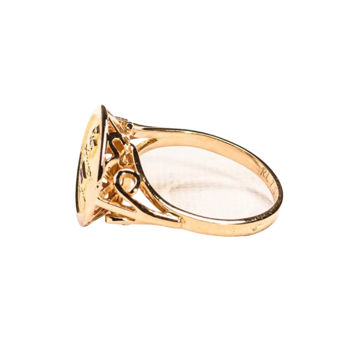 Bague Chevalière AUGIS en or jaune et rubis - Castafiore