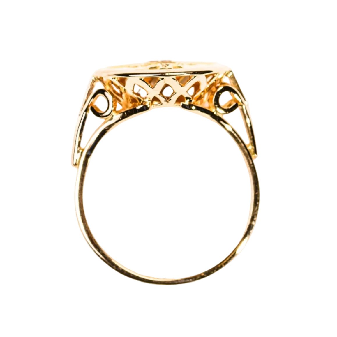 Bague Chevalière AUGIS en or jaune et rubis - Castafiore