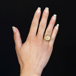 Bague Chevalière AUGIS en or jaune, rubis et diamant - Castafiore
