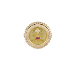 Bague Chevalière AUGIS en or jaune, rubis et diamant - Castafiore
