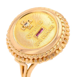 Bague Chevalière AUGIS en or jaune, rubis et diamant - Castafiore