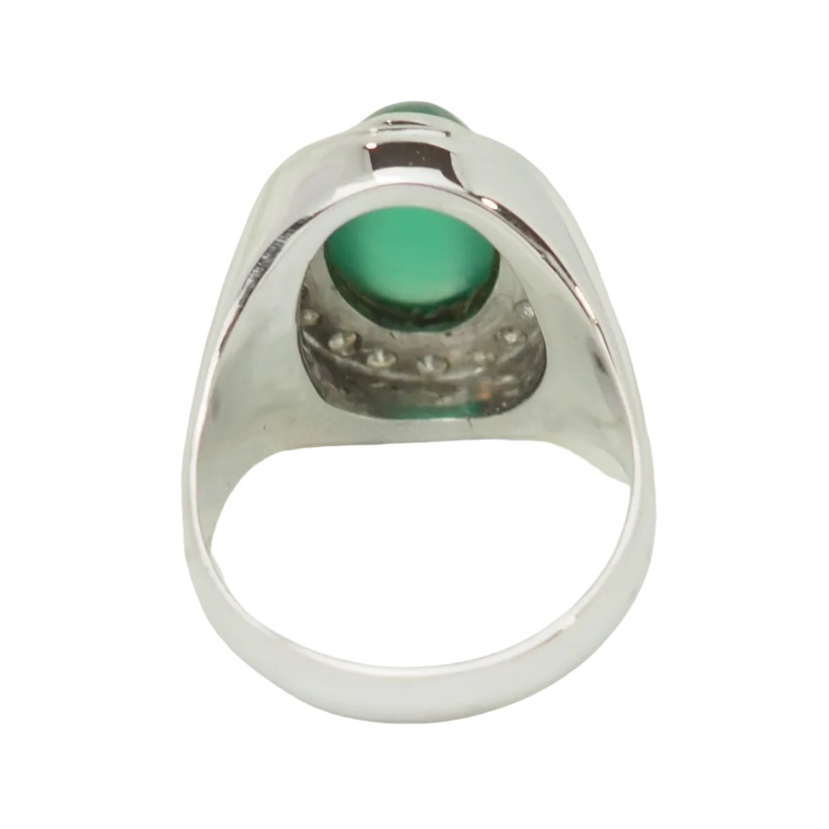 Bague Chevalière en or blanc, agate et diamants - Castafiore