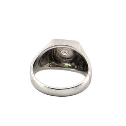 Bague Chevalière en or blanc, émail et diamant - Castafiore