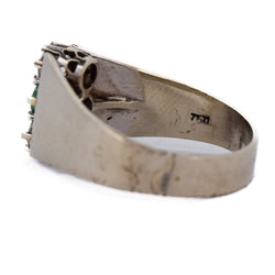 Bague Chevalière en or blanc, émeraude et diamants - Castafiore