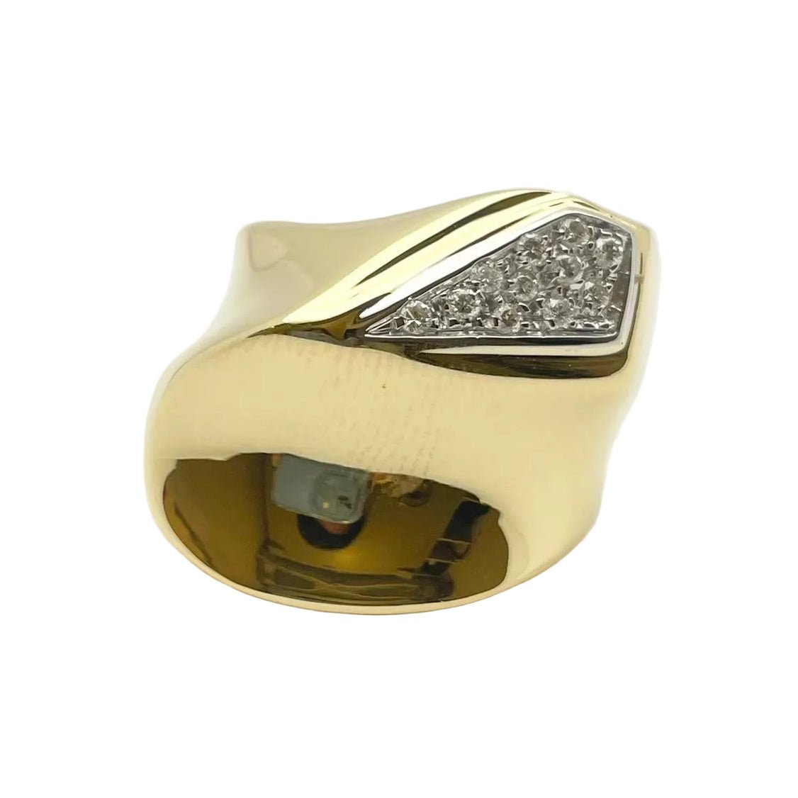 Bague Chevalière en or blanc, or jaune et diamants - Castafiore