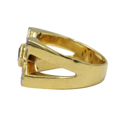 Bague Chevalière en or blanc, or jaune, saphir et diamants