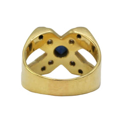 Bague Chevalière en or blanc, or jaune, saphir et diamants - Castafiore