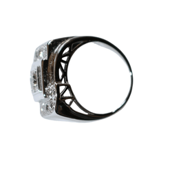 Bague Chevalière en or blanc, platine et diamants - Castafiore